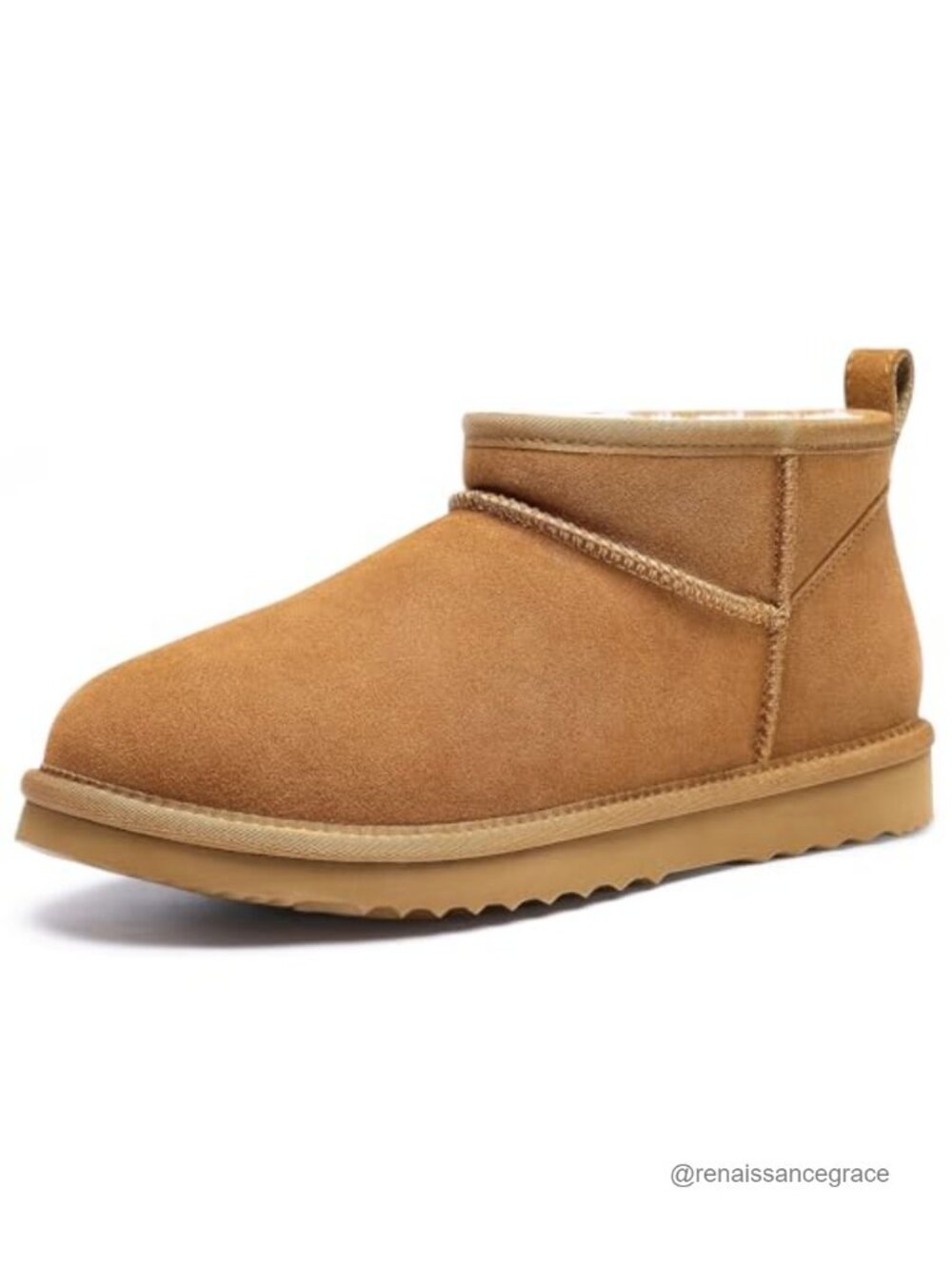 Genuine Suede Mini Snow Boots Fuzzy Lined Ankle Boots Water Resistant